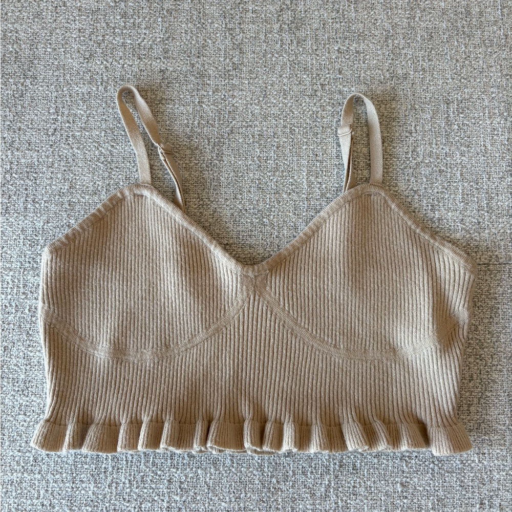Ardene Beige Ribbed Knit Top